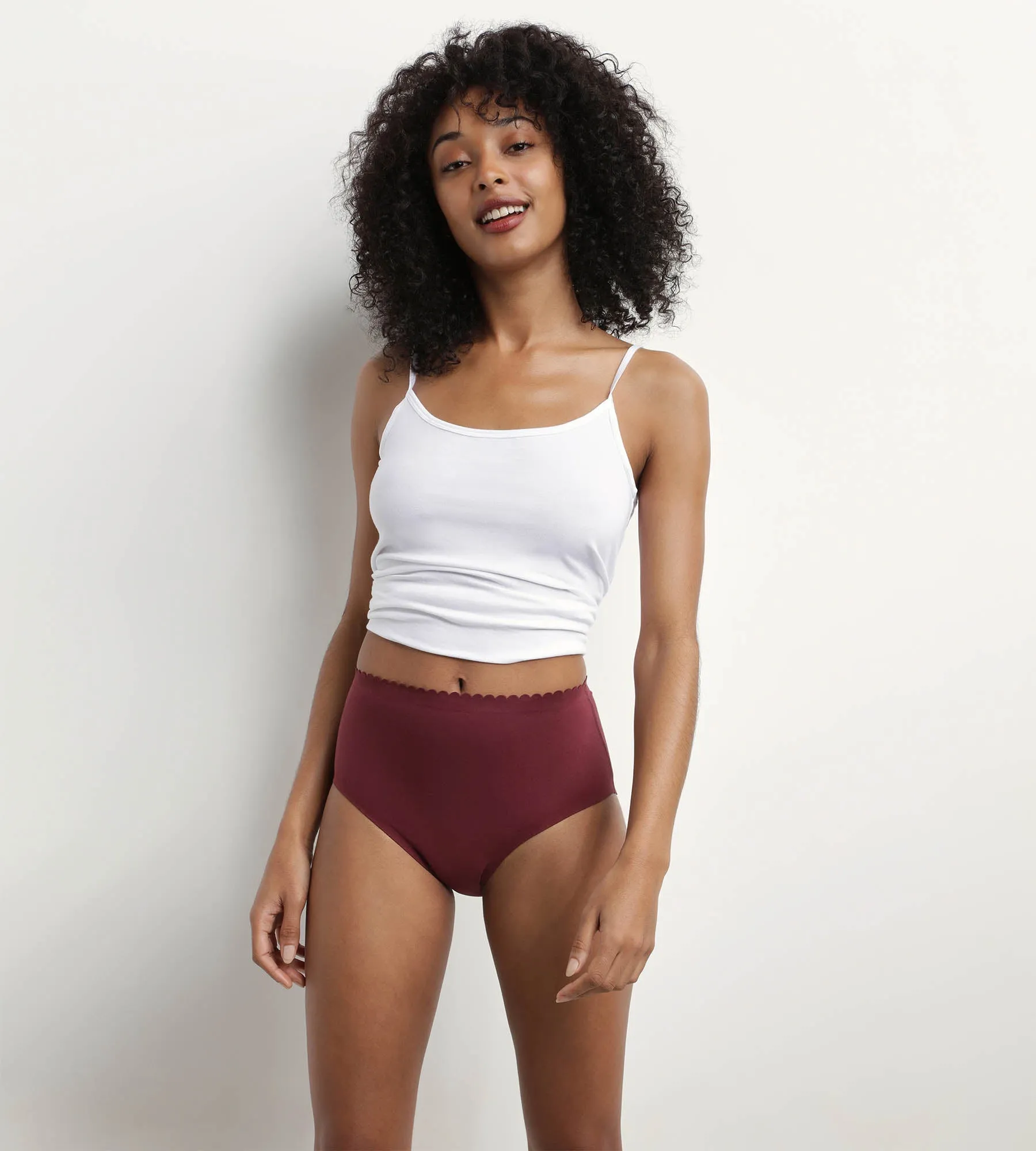 Pack of 2 high-rise briefs in stretch cotton in Ruby Pink Body Touch Easy