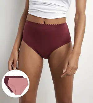 Pack of 2 high-rise briefs in stretch cotton in Ruby Pink Body Touch Easy