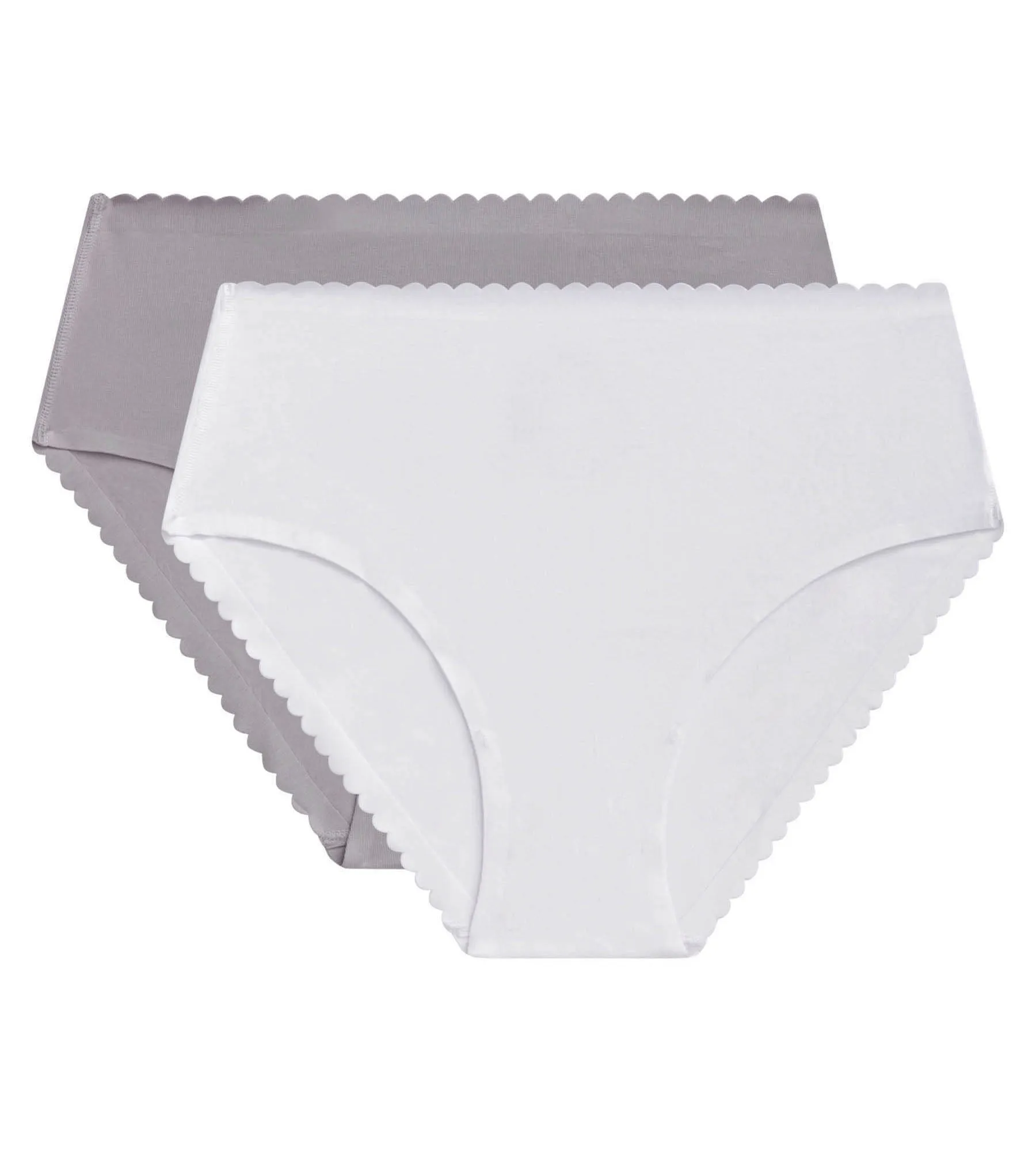 Pack of 2 high-rise briefs in stretch cotton in White Gray Body Touch Easy