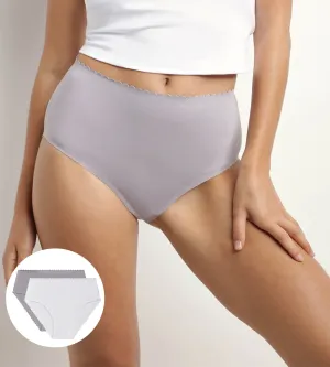 Pack of 2 high-rise briefs in stretch cotton in White Gray Body Touch Easy