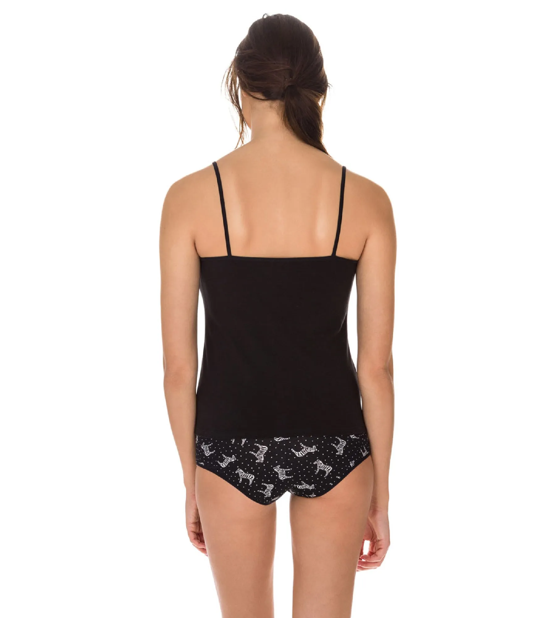 Pack of 2 Les Pockets Coton camisoles in black and white
