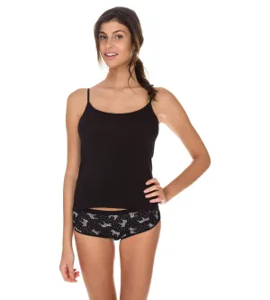 Pack of 2 Les Pockets Coton camisoles in black and white