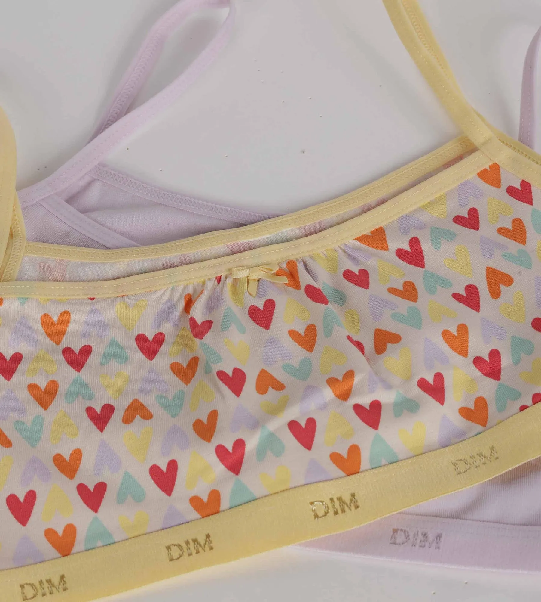 Pack of 2 Lila stretch cotton girl's bras with heart pattern Les Pockets