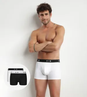 Pack of 2 men's Black Dim Originals stretch cotton boxer shorts with retro waistband
