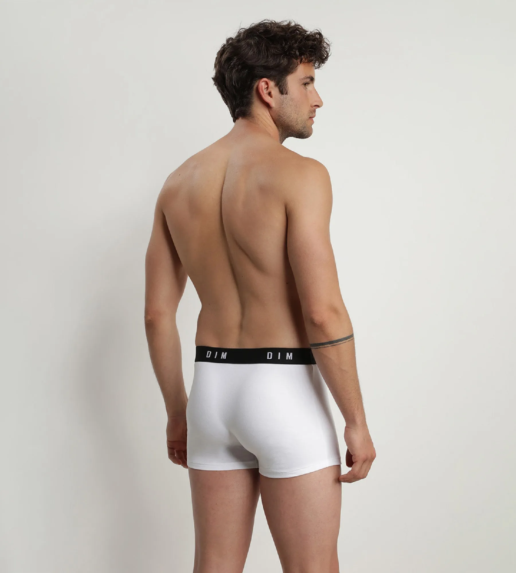 Pack of 2 men's Black Dim Originals stretch cotton boxer shorts with retro waistband