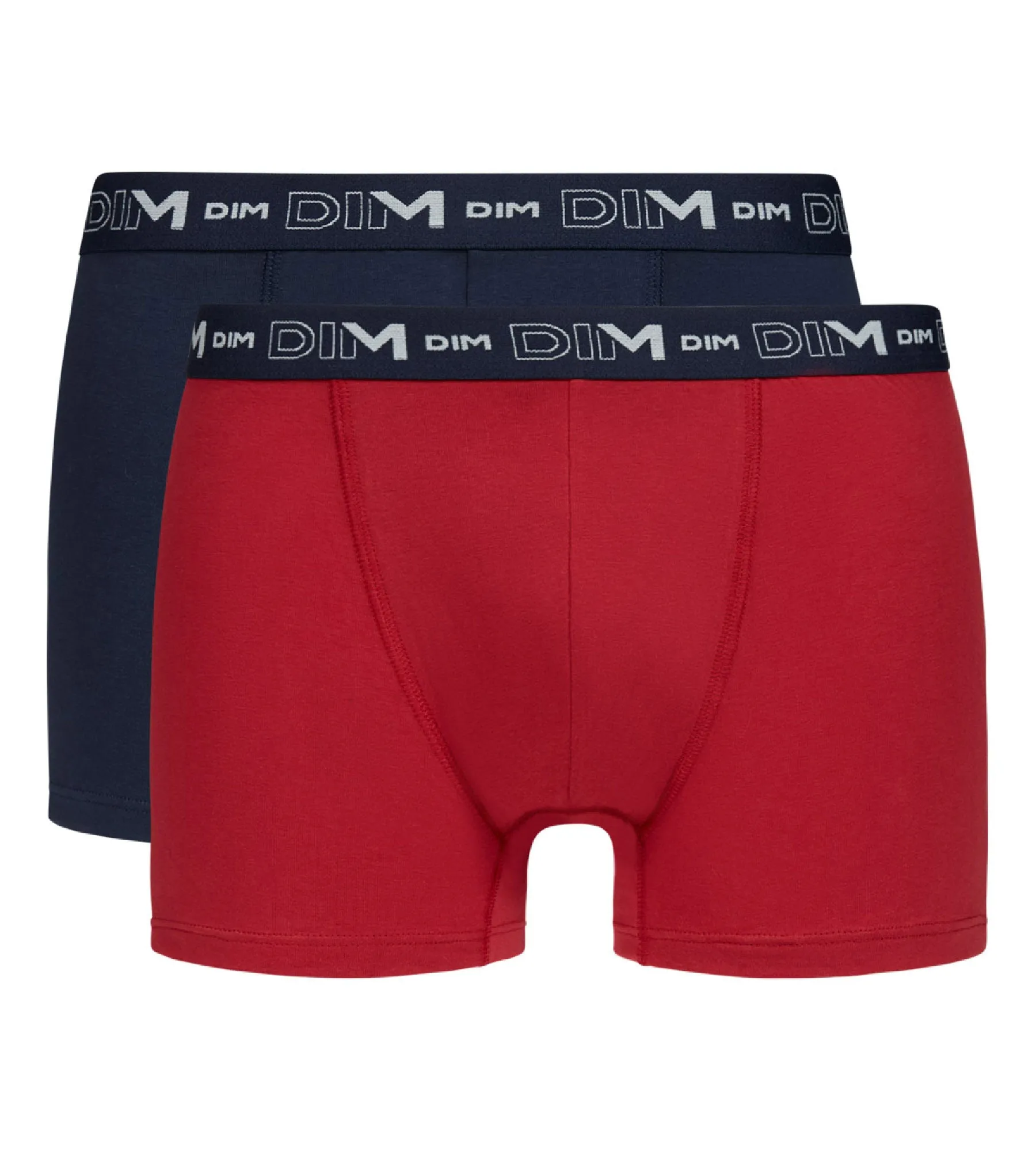 Pack of 2 men's Blue Red boxers with graphic waistband Dim Cotton Stretch