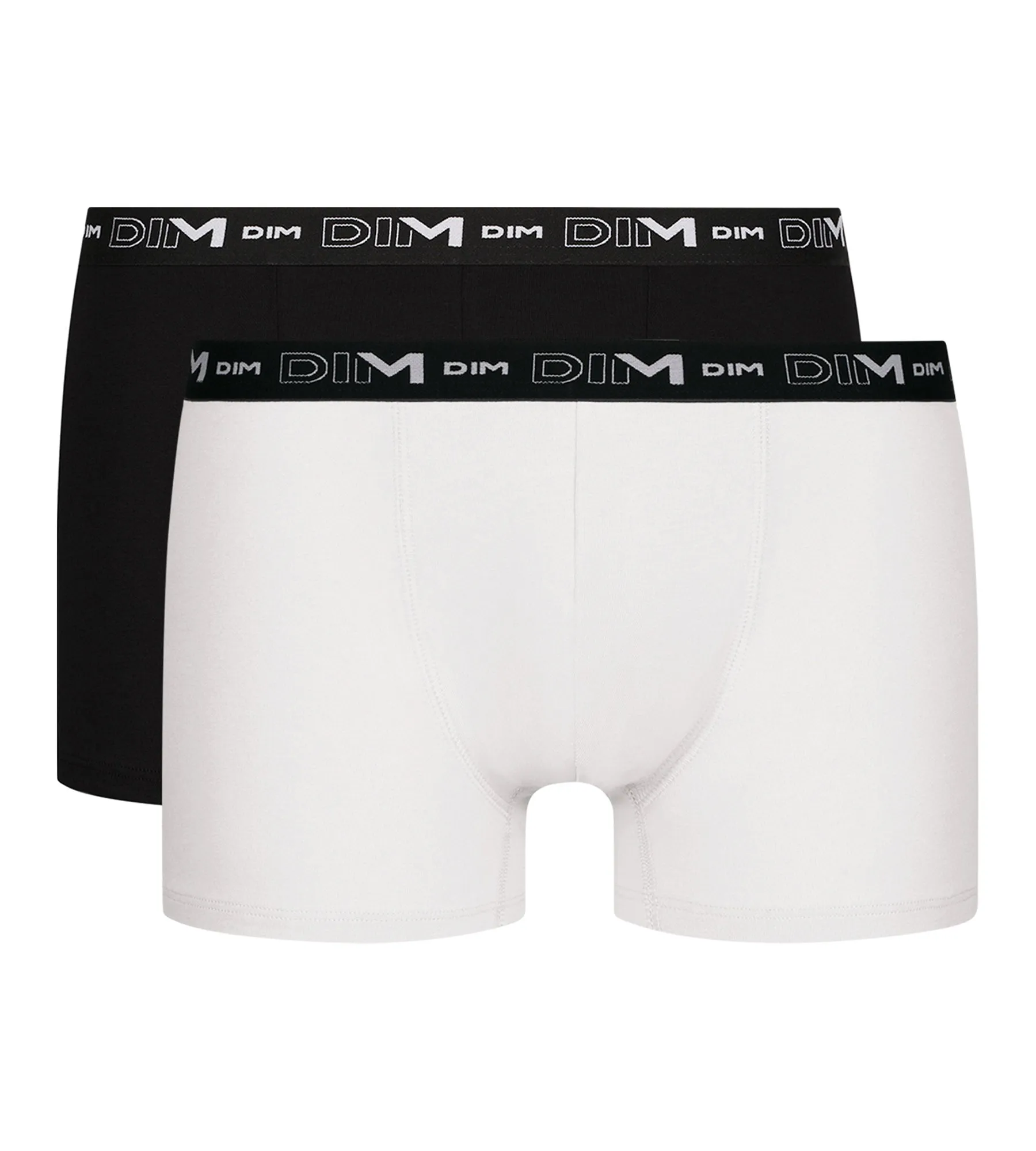 Pack of 2 Men's Boxers Black White Contrast Waistband Dim Cotton Stretch