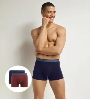 Pack of 2 men's boxers Red Blue in organic cotton  Dim Good