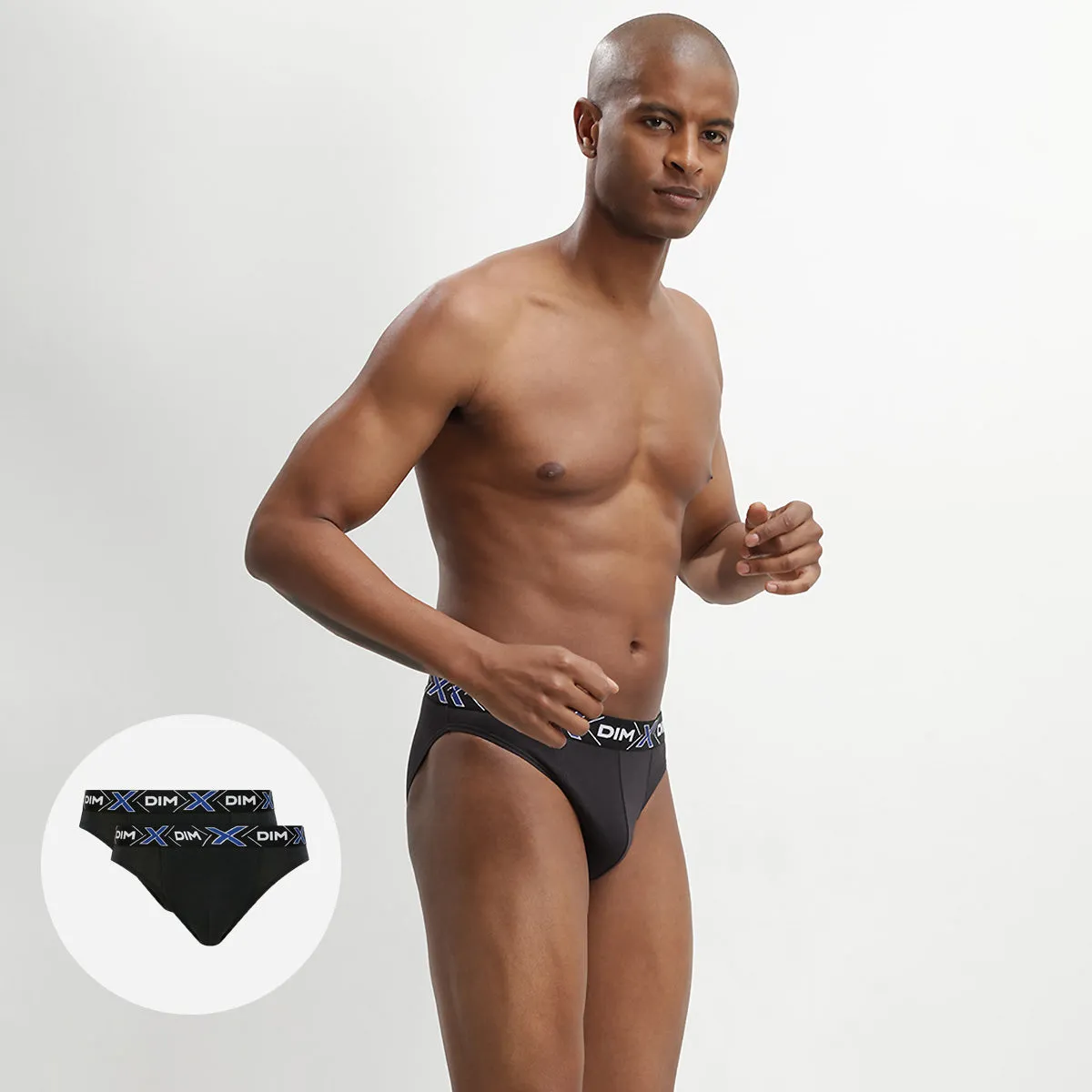 Pack of 2 pairs of black X-Temp stretch cotton briefs