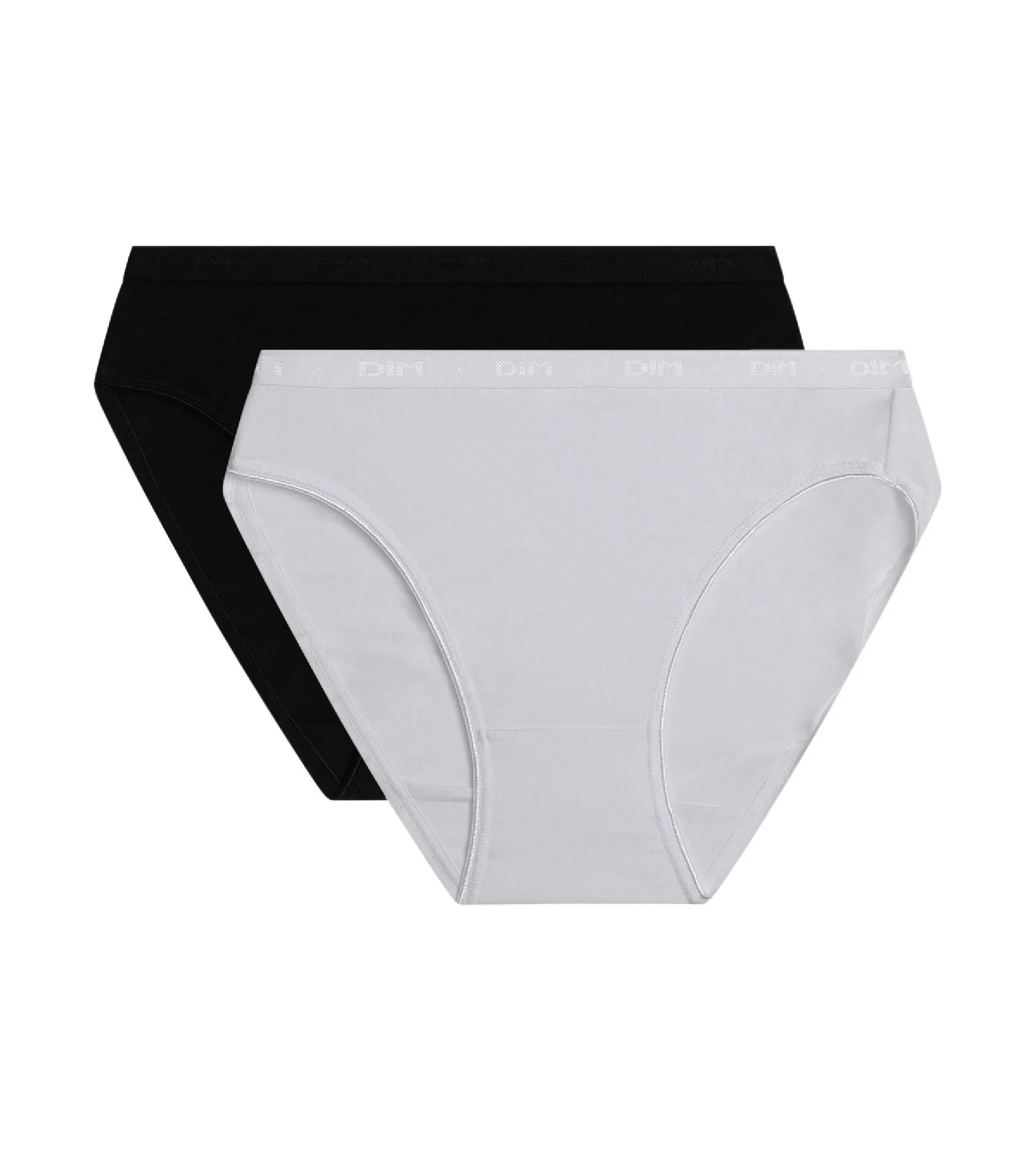 Pack of 2 pairs of organic cotton midi knickers in black and white