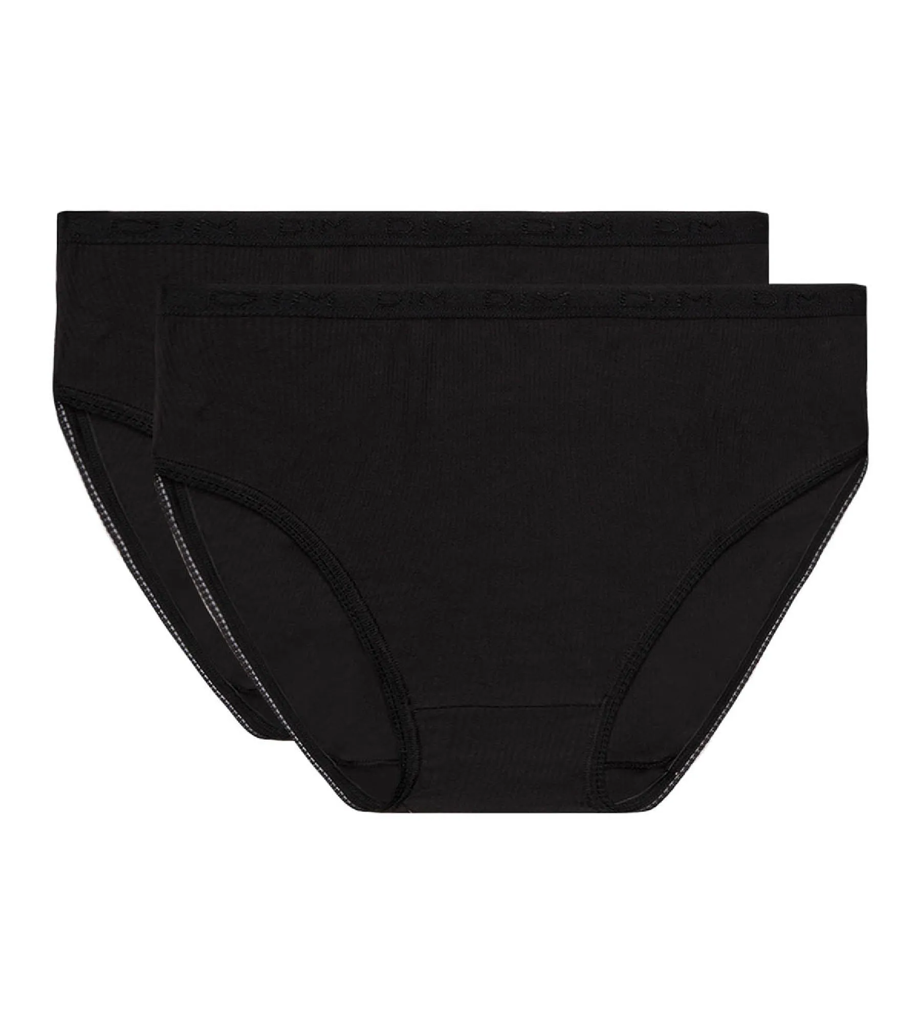 Pack of 2 pairs of Pur Coton high rise bikini knickers in black