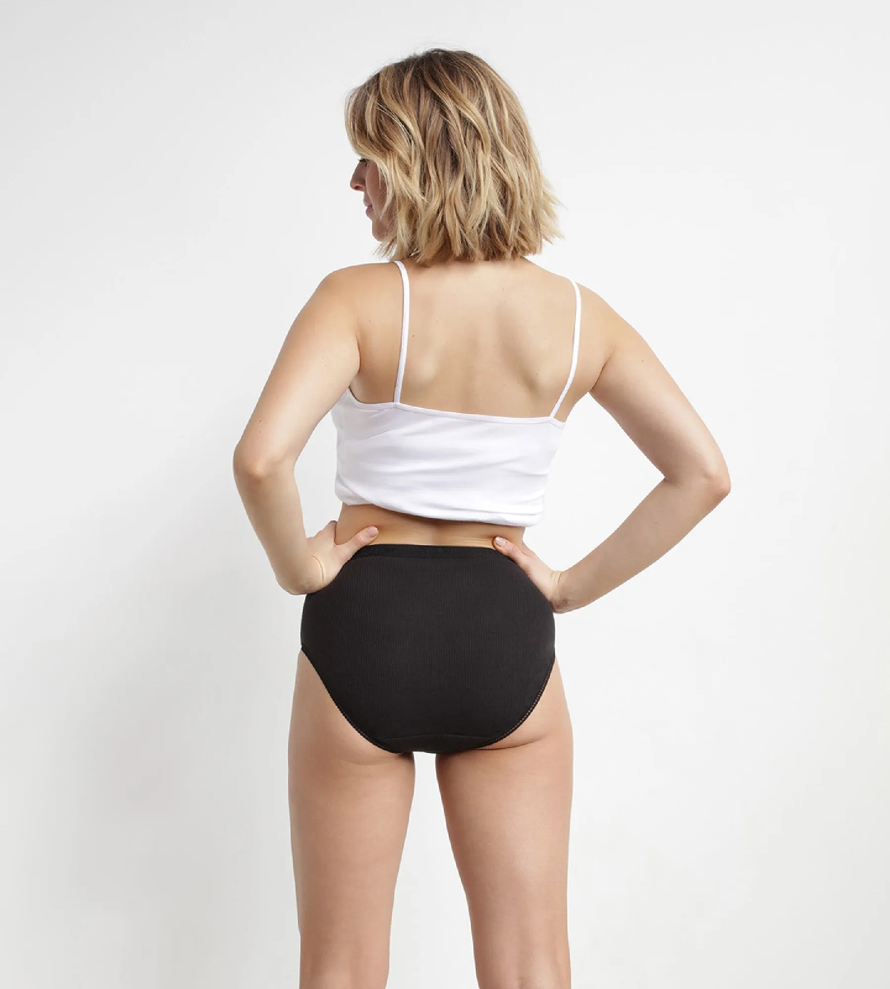 Pack of 2 pairs of Pur Coton high rise bikini knickers in black