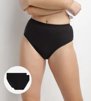 Pack of 2 pairs of Pur Coton high rise bikini knickers in black