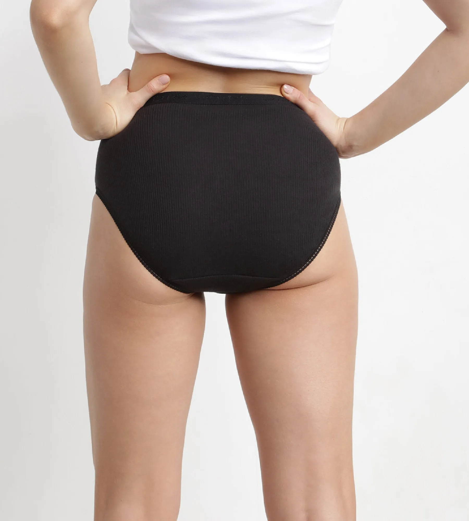 Pack of 2 pairs of Pur Coton high rise bikini knickers in black