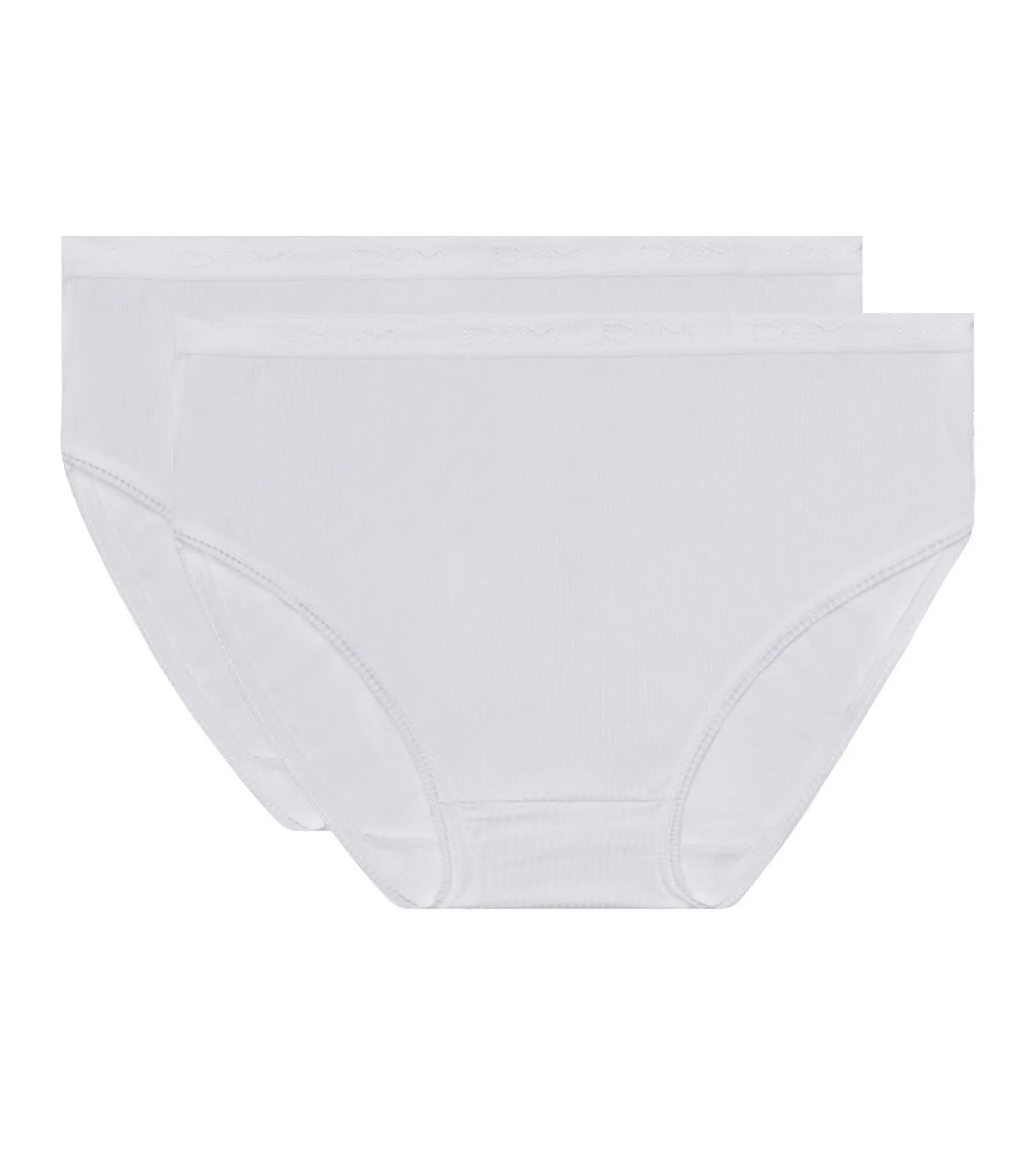 Pack of 2 pairs of Pur Coton high rise bikini knickers in white