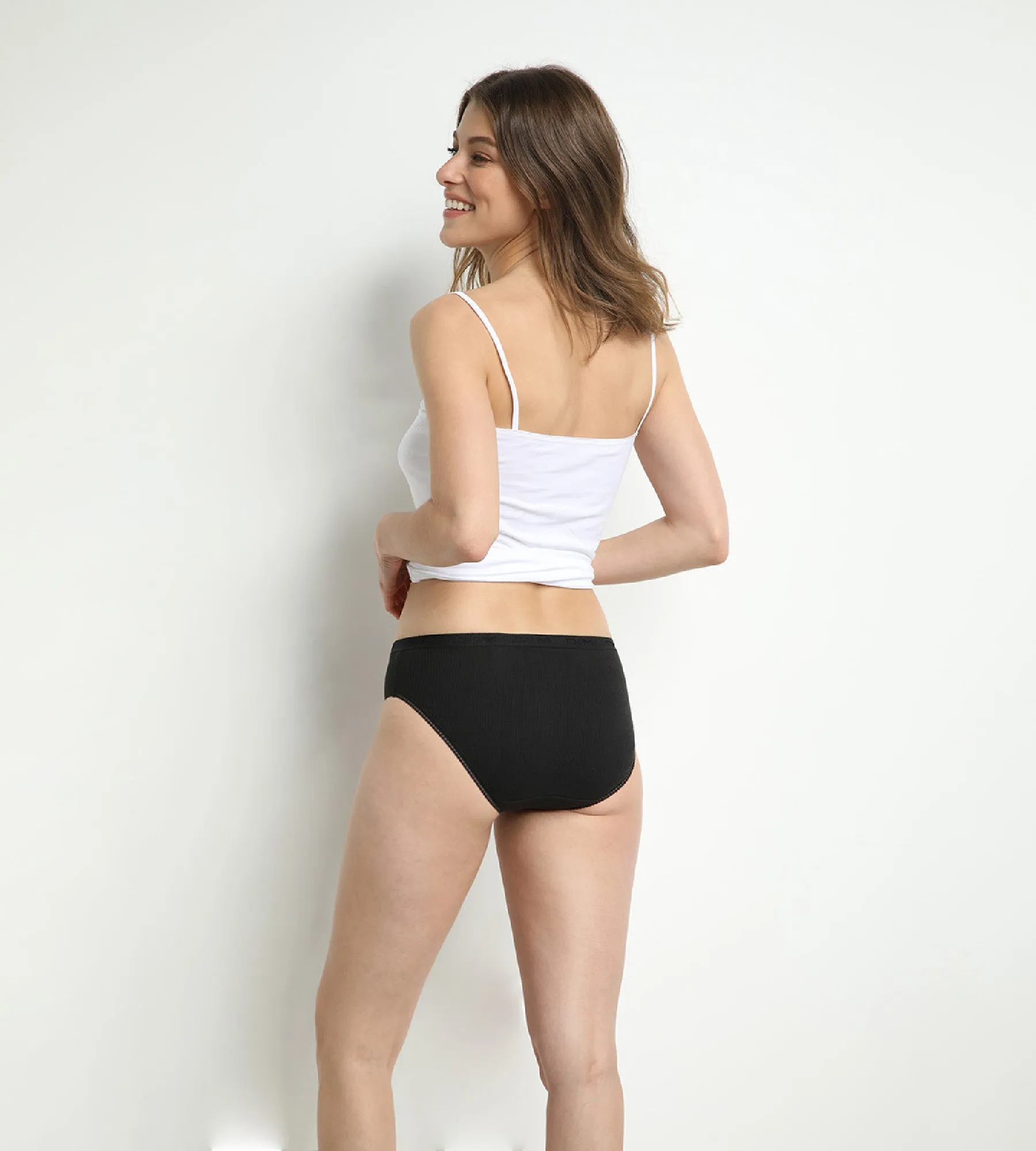 Pack of 2 pairs of Pur Coton midi knickers in black