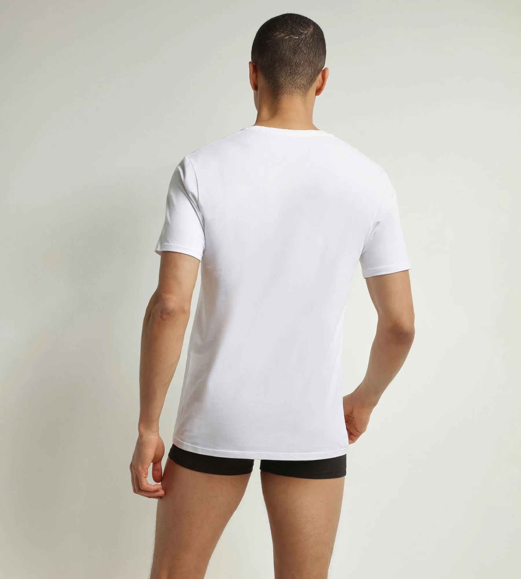 Pack of 2 t-shirts men's White Grey organic cotton V-neck Dim Good