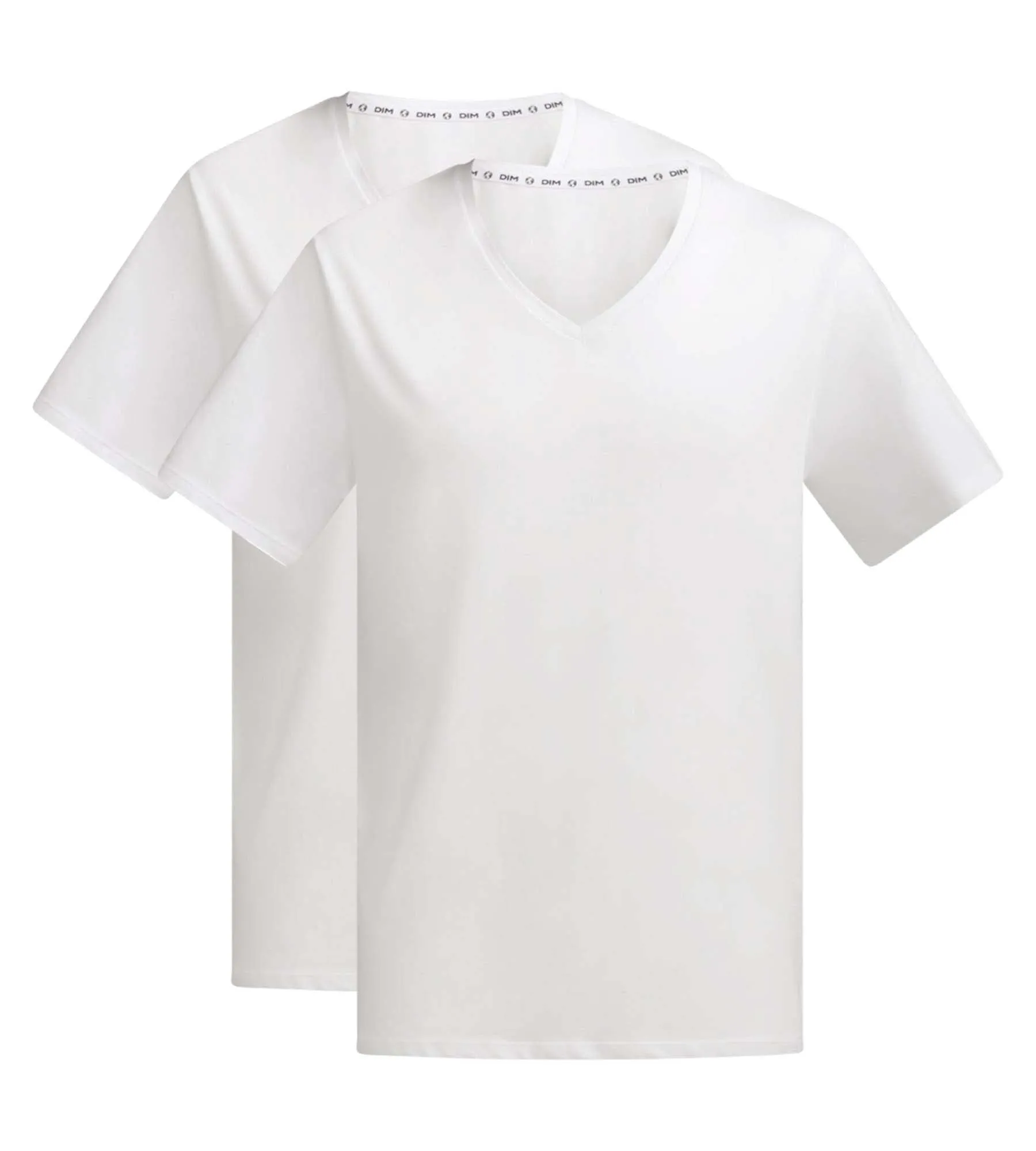 Pack of 2 t-shirts men's White organic cotton V-neck Dim Good