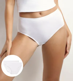 Pack of 2 white women's briefs in organic cotton Dim Ecosmart