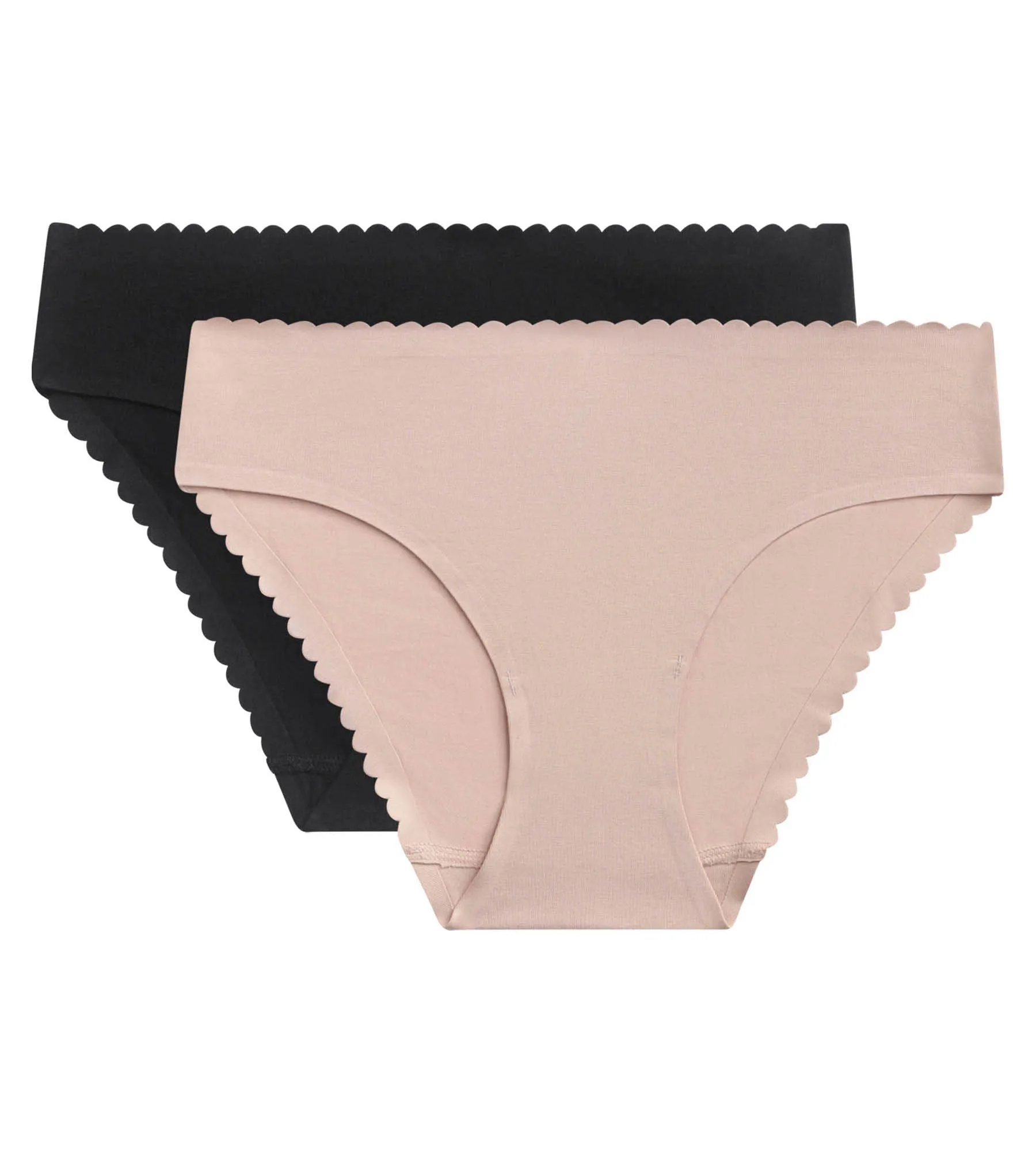 Pack of 2 women's briefs in stretch cotton in Flesh and Black Body Touch Easy