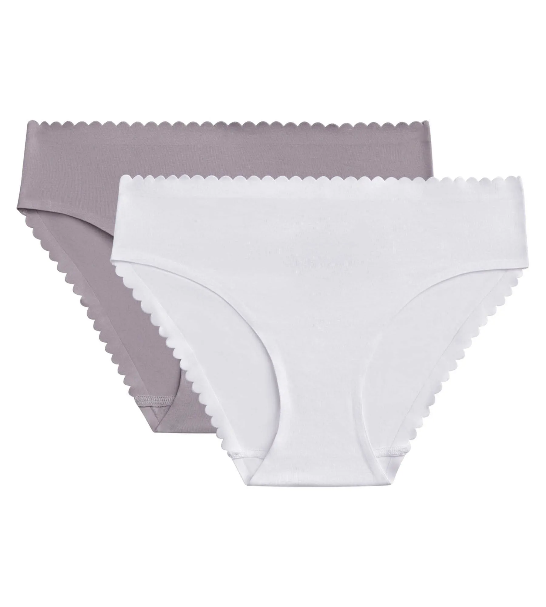 Pack of 2 women's briefs in stretch cotton in White and Gray Body Touch Easy