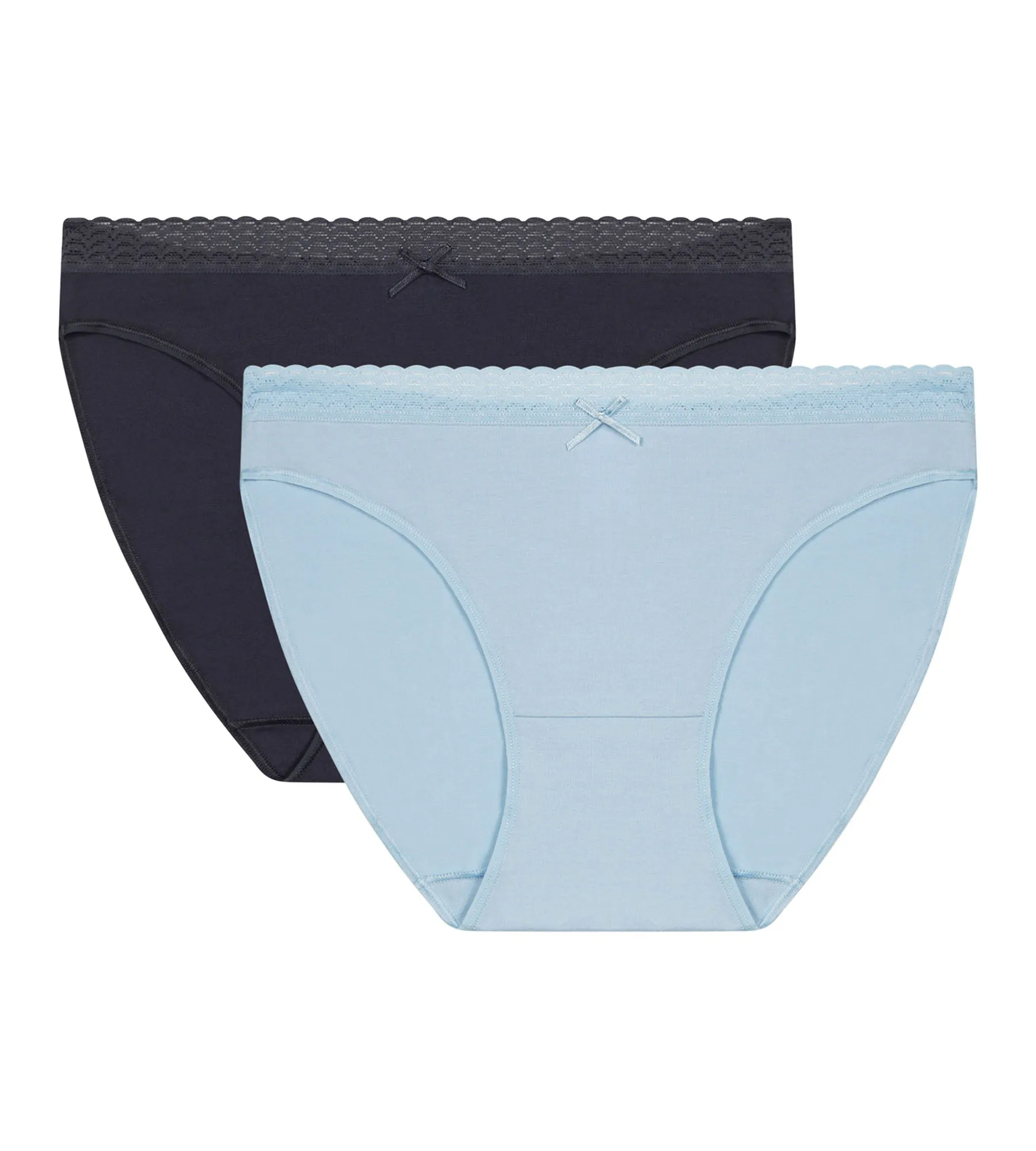 Pack of 2 women's stretch cotton knickers Grey Blue Dim fashion