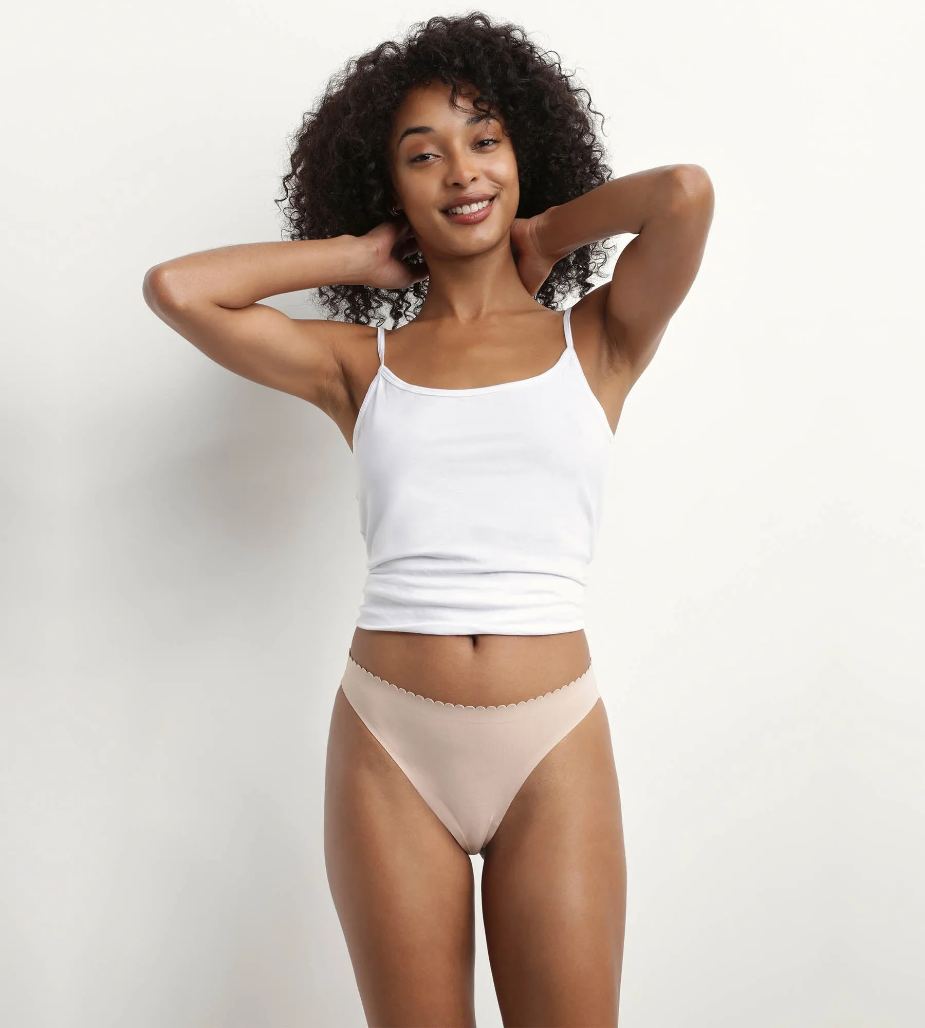Pack of 2 women's tangas in Flesh and Black microfibre Body Touch Easy