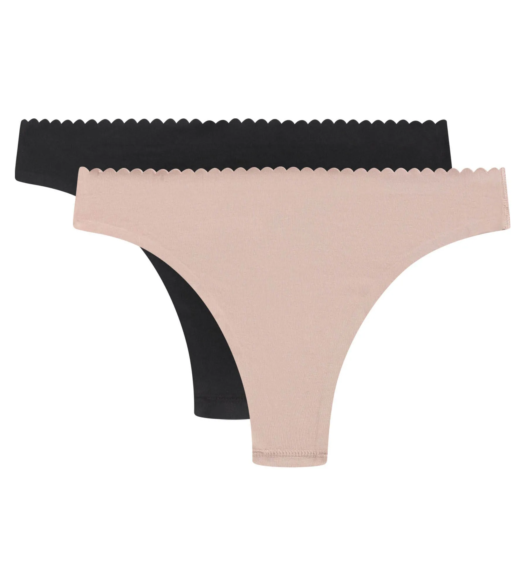 Pack of 2 women's tangas in Flesh and Black microfibre Body Touch Easy