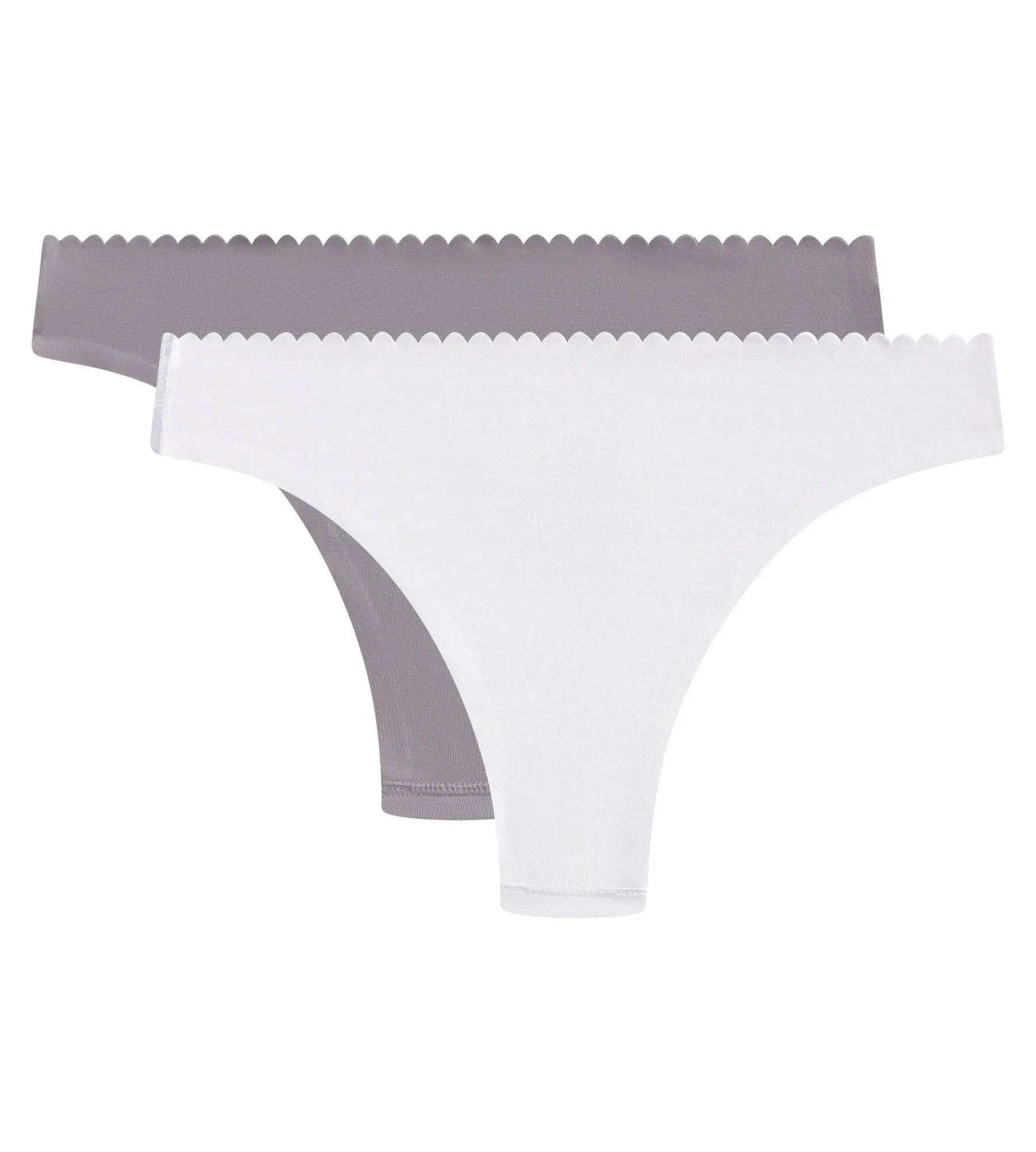 Pack of 2 women's tangas in gray and white microfibre Body Touch Easy
