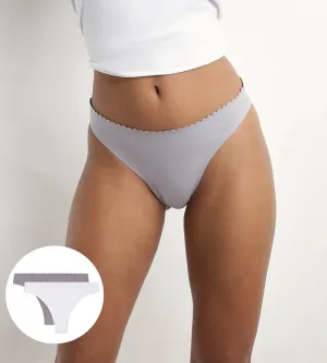 Pack of 2 women's tangas in gray and white microfibre Body Touch Easy