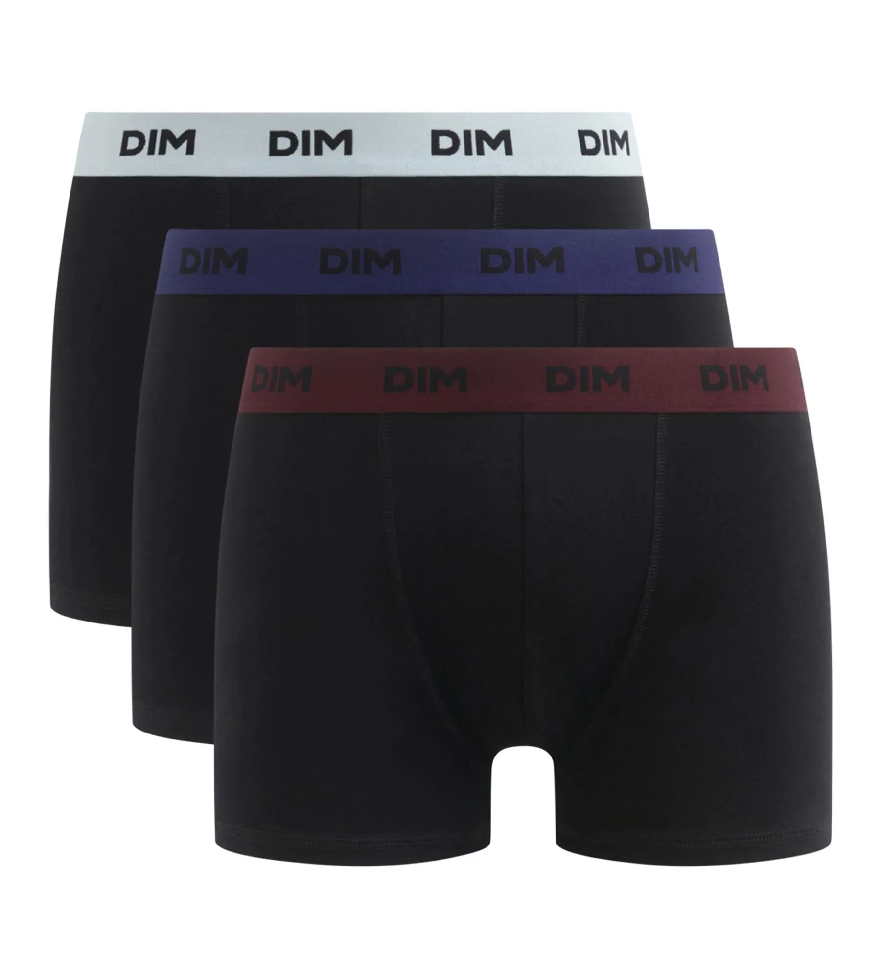 Pack of 3 black men's boxers with coloured waistband Raisin Mix & colours