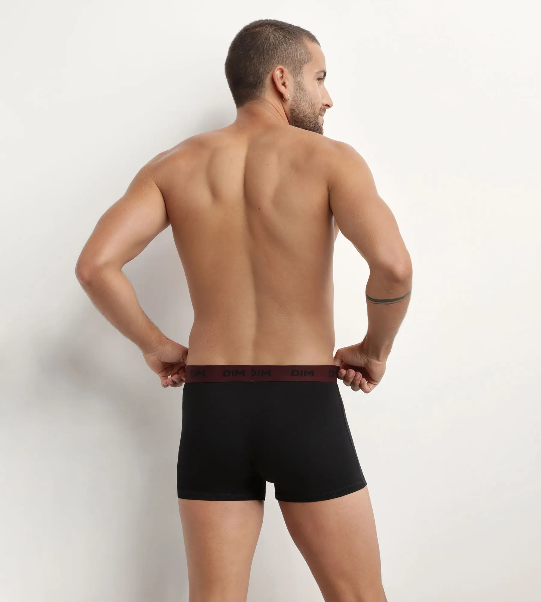 Pack of 3 black men's boxers with coloured waistband Raisin Mix & colours