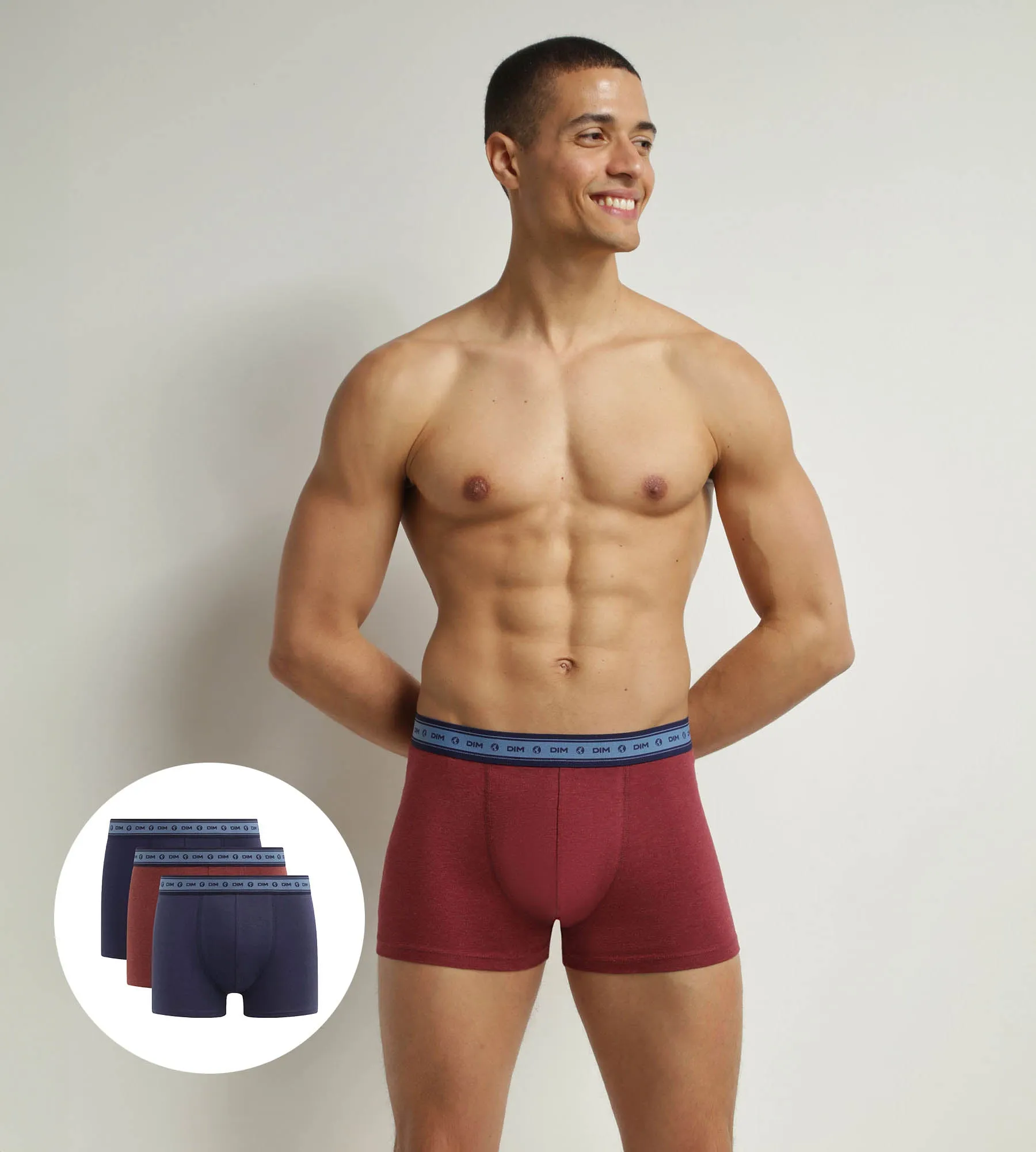 Pack of 3 boxers men's Blue Red Denim organic cotton Dim Good