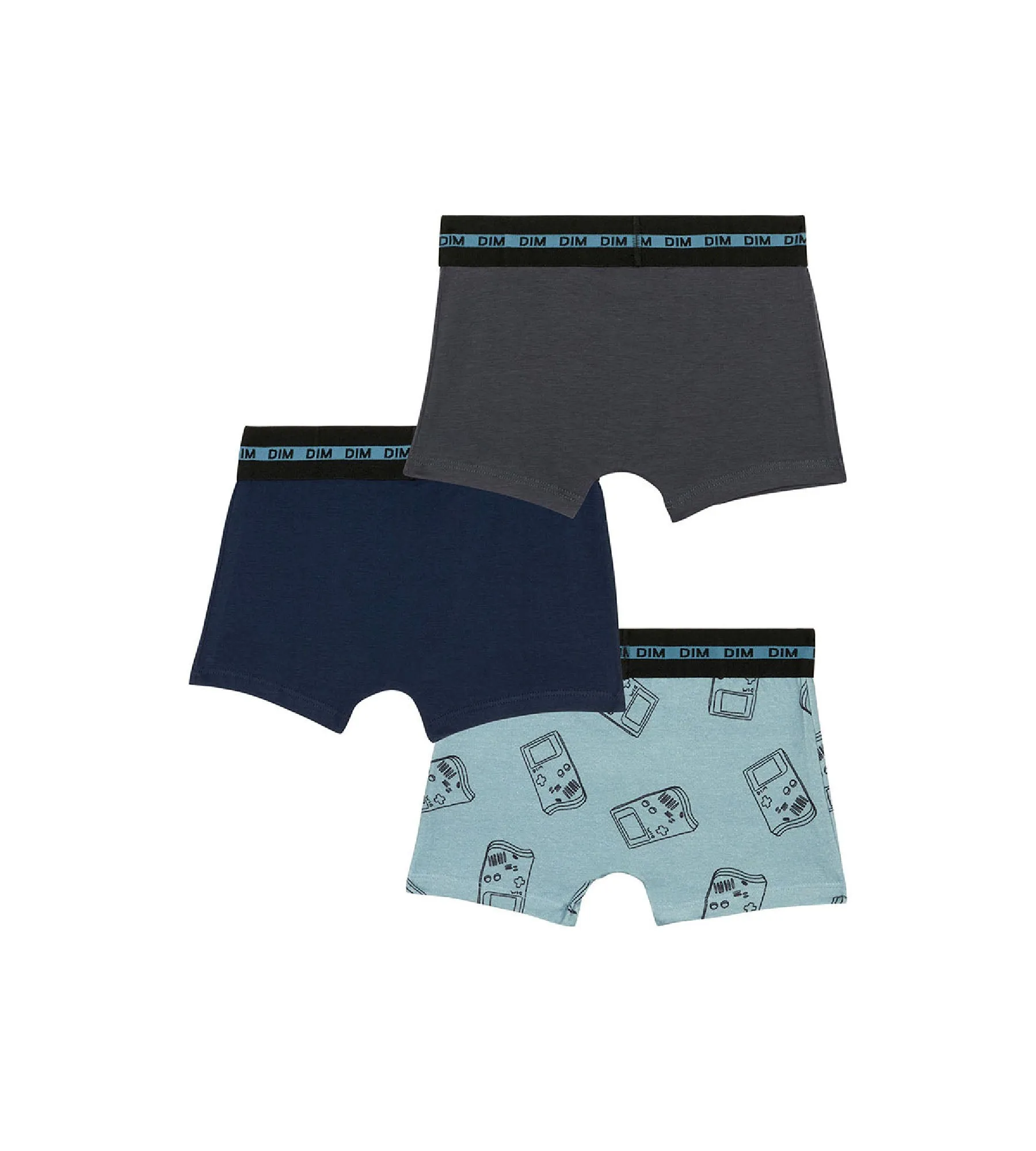 Pack of 3 boy's stretch cotton gameboy pattern boxers Blue EcoDim Fashion