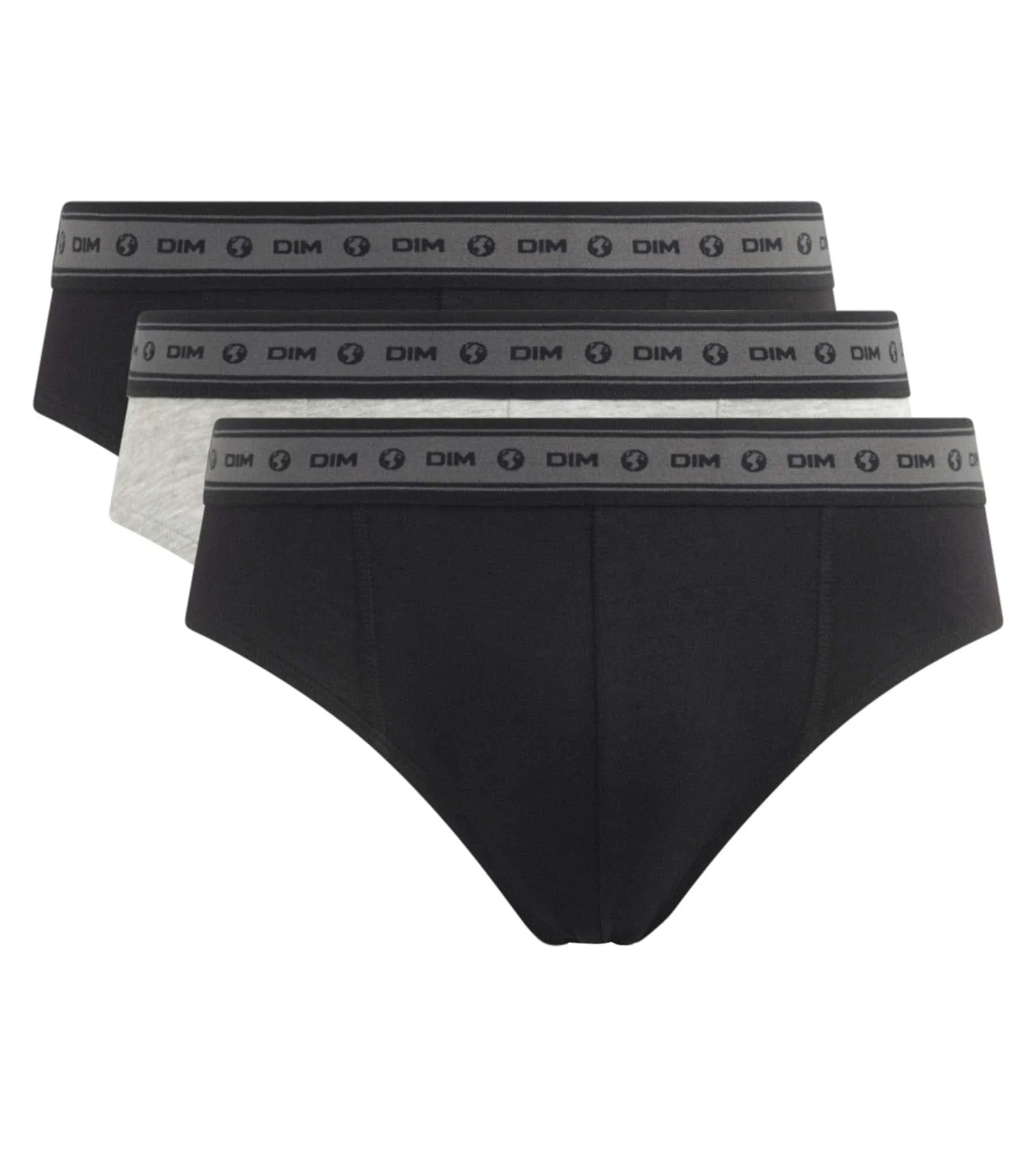 Pack of 3 briefs men's Black Grey organic cotton Dim Good