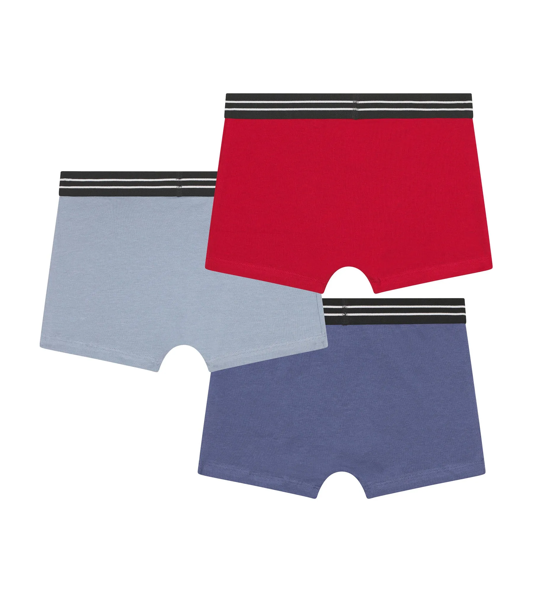 Pack of 3 Ecodim Carmine Red Blue stretch cotton boxer shorts for boys