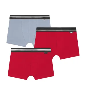 Pack of 3 Ecodim Red Blue stretch cotton boxer shorts for boys