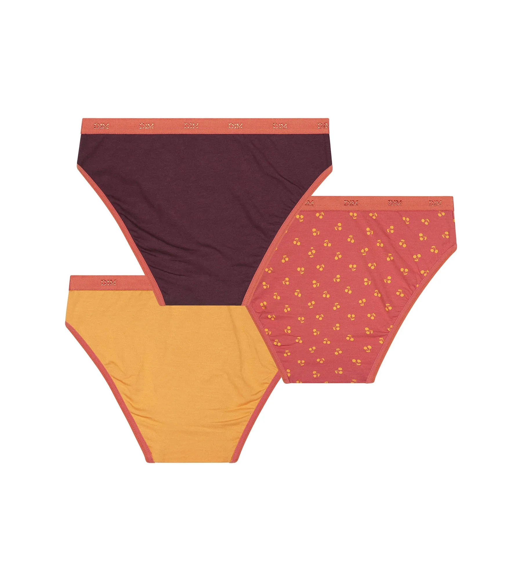 Pack of 3 girls' knickers with cherry patterns in Chocolat Les Pockets