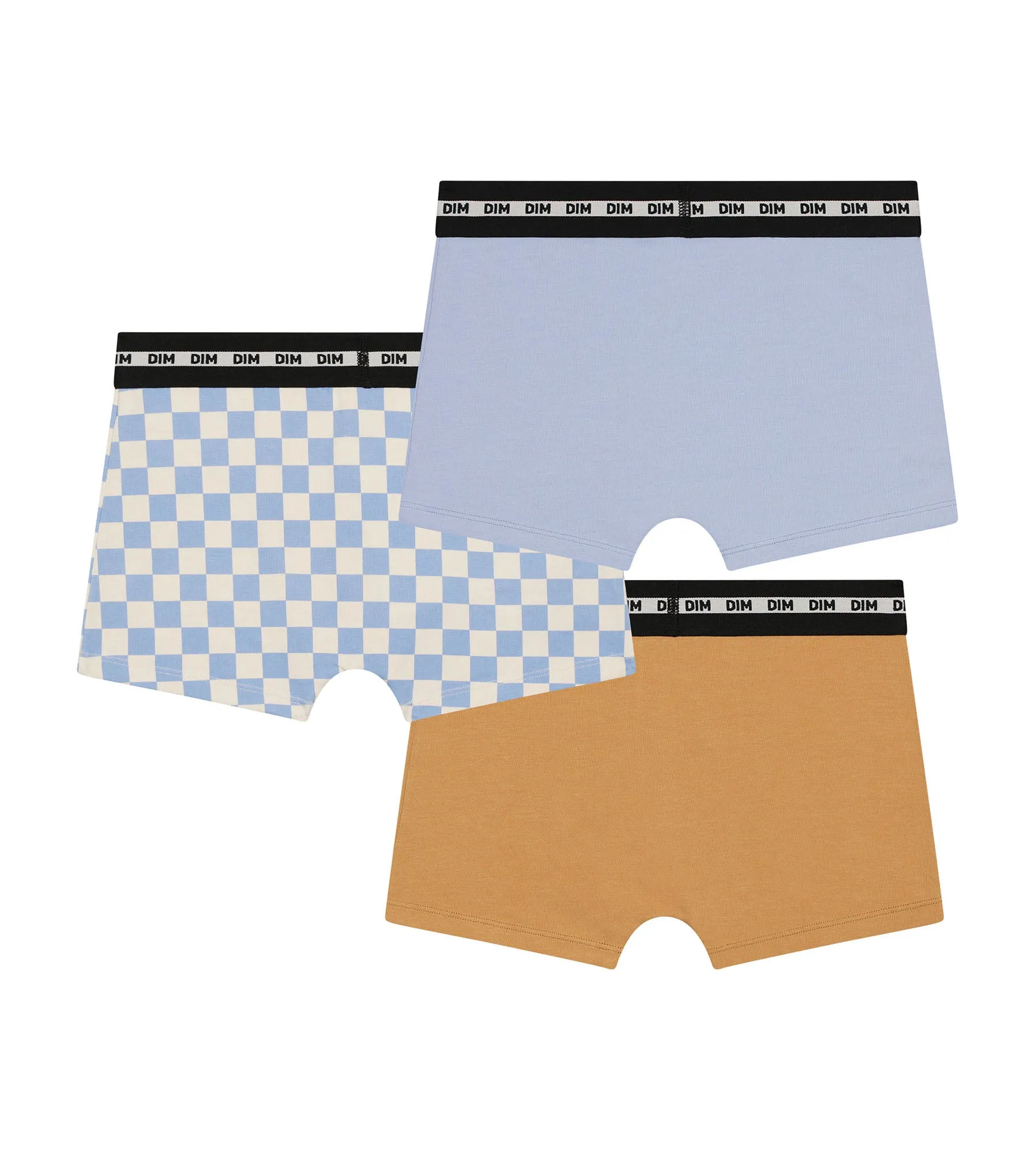 Pack of 3 Lila Blue Cotton Stretch Fashion checkerboard boxer shorts for boys