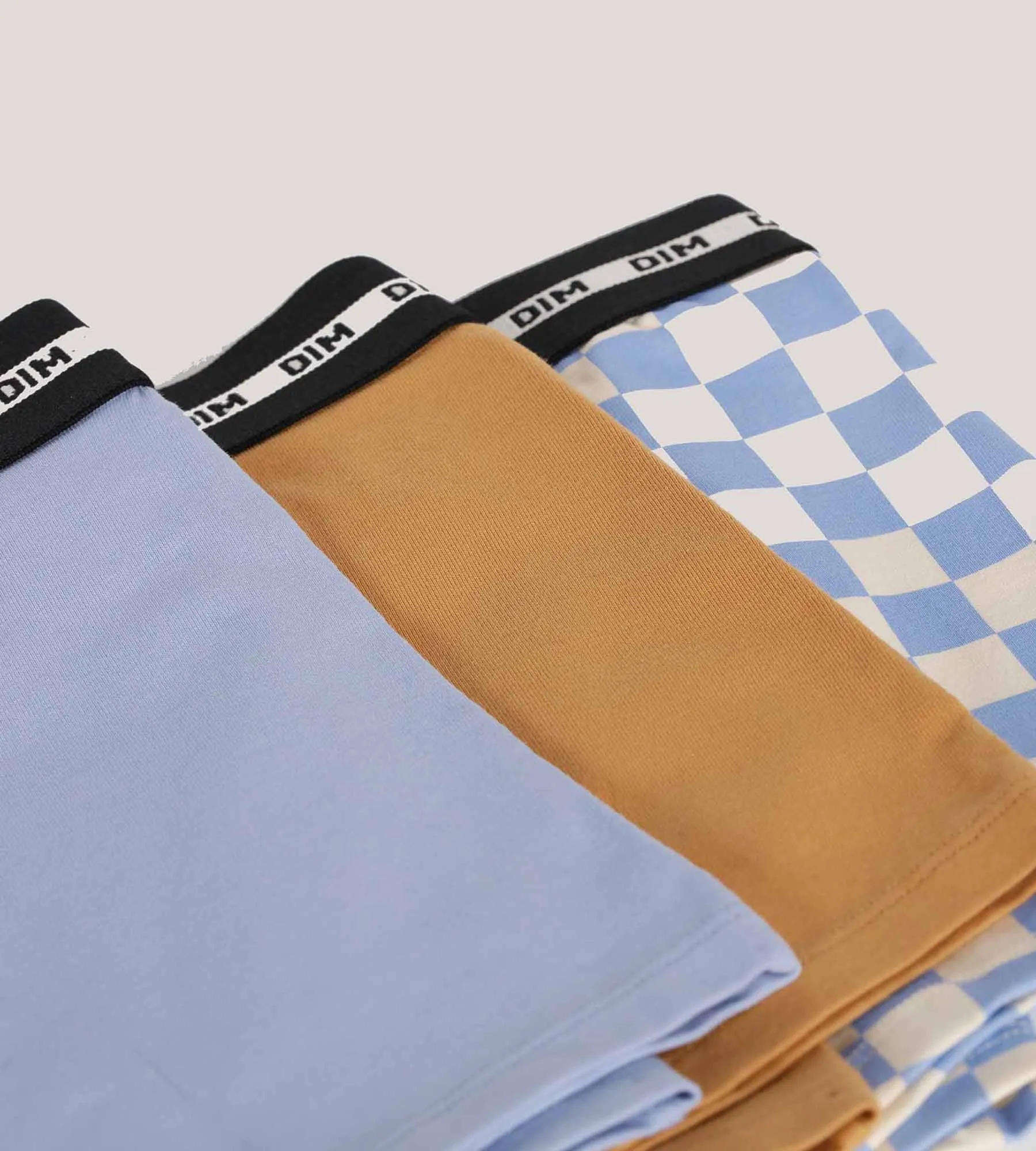 Pack of 3 Lila Blue Cotton Stretch Fashion checkerboard boxer shorts for boys