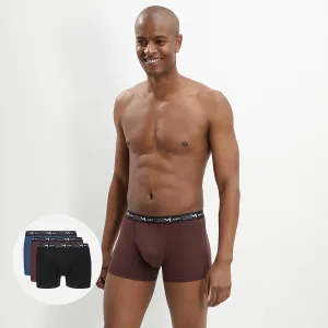Pack of 3 men's Black Fawn Brown Cotton Stretch boxers with graphics on waistband