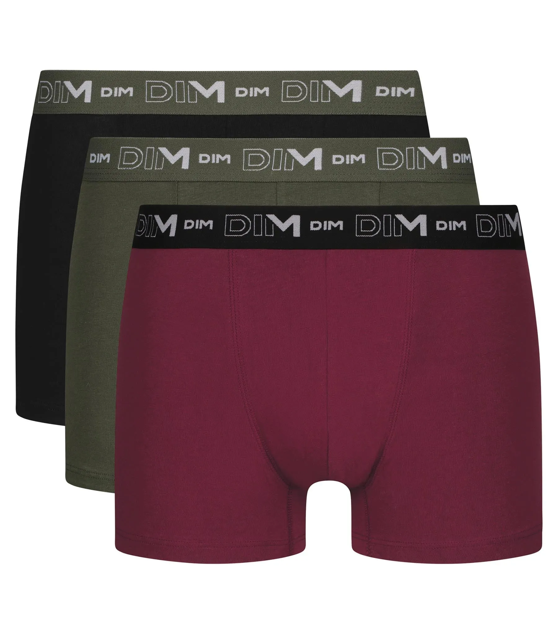 Pack of 3 Men's Black Khaki Red Dim Cotton Stretch Boxers