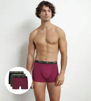 Pack of 3 Men's Black Khaki Red Dim Cotton Stretch Boxers