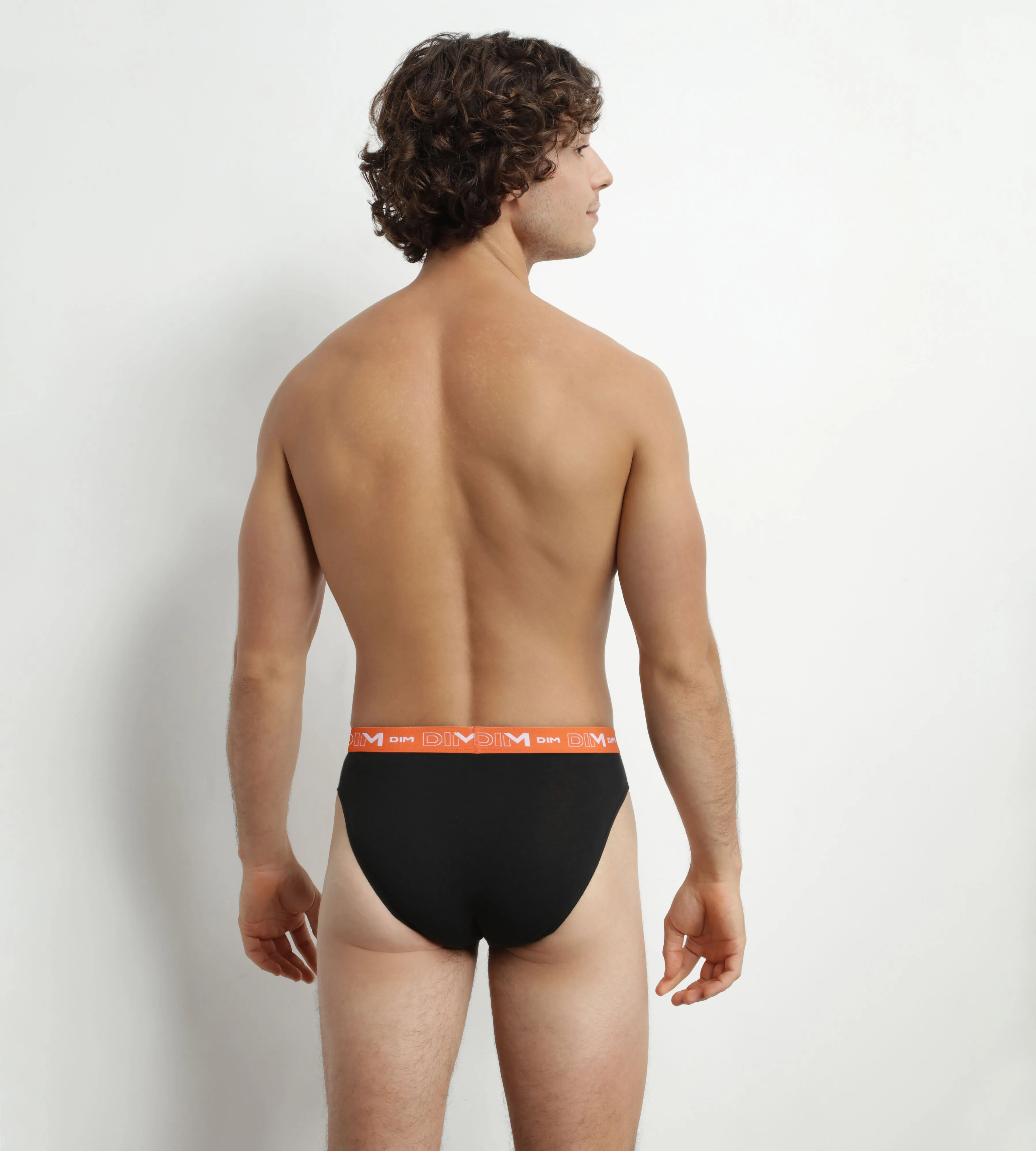Pack of 3 Men's Black Orange Green Dim Cotton Stretch Briefs