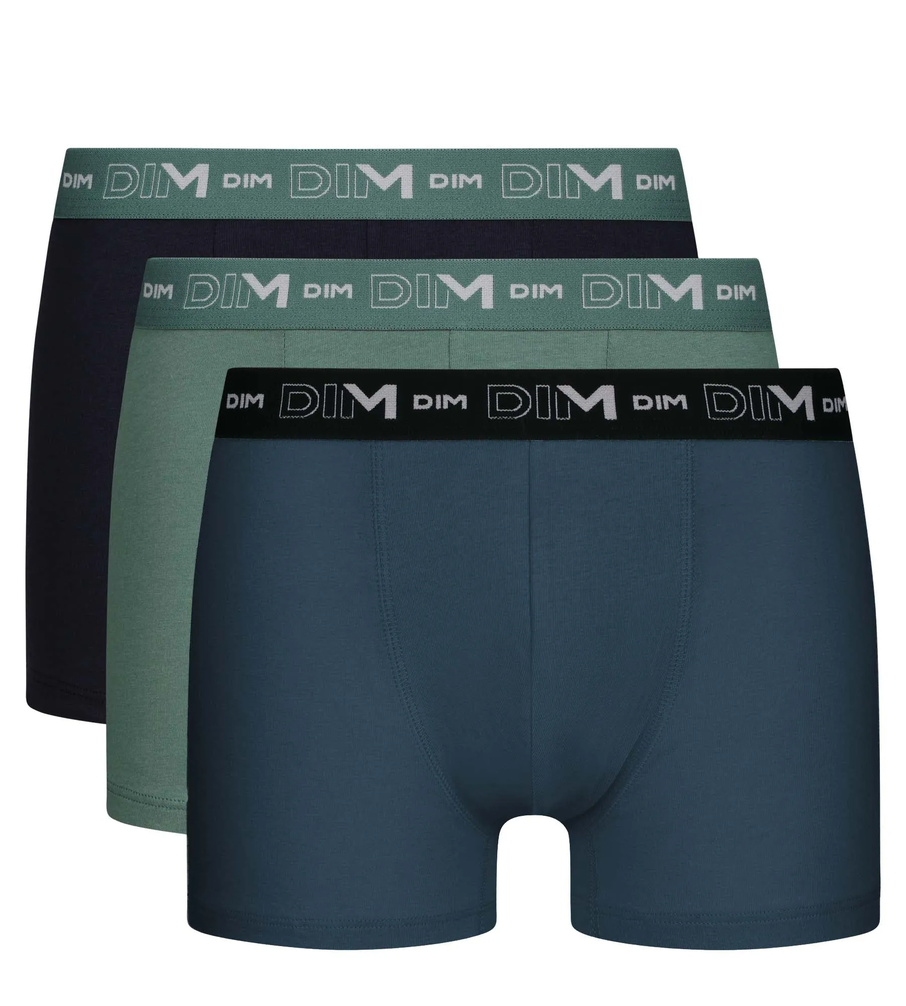 Pack of 3 Men's Boxers Black Green Blue Dim Cotton Stretch