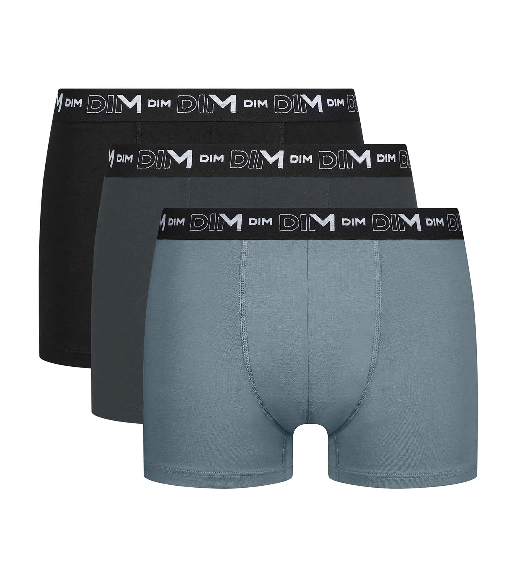 Pack of 3 Men's Boxers Black Grey Contrast Waistband Dim Cotton Stretch