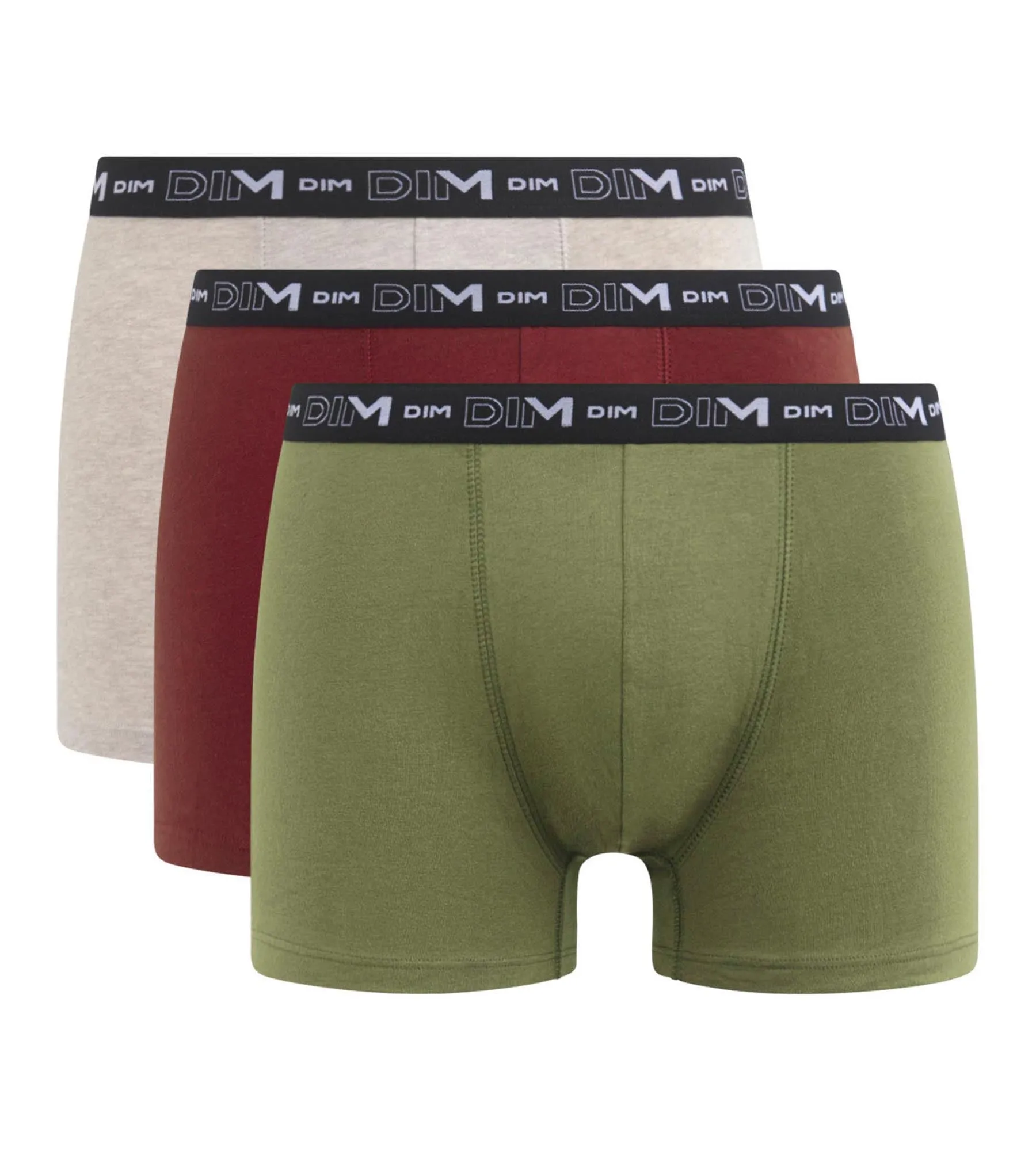 Pack of 3 men's boxers Cream Red Khaki Dim Cotton Stretch