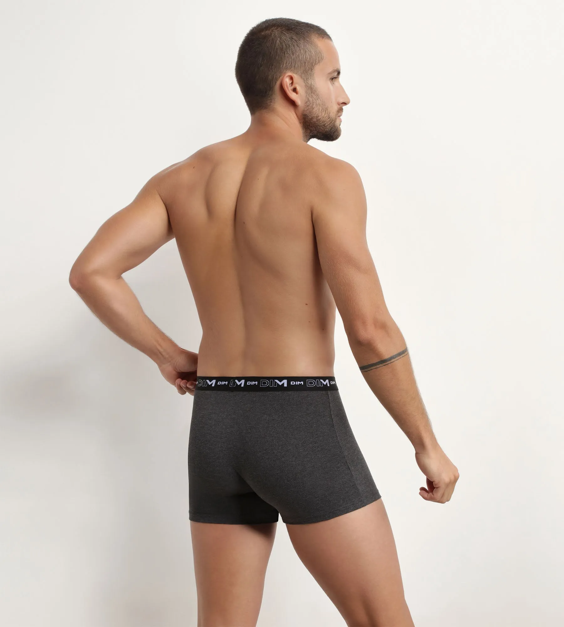 Pack of 3 men's boxers Pistachio Cornflower Black Heather Dim Coton Stretch