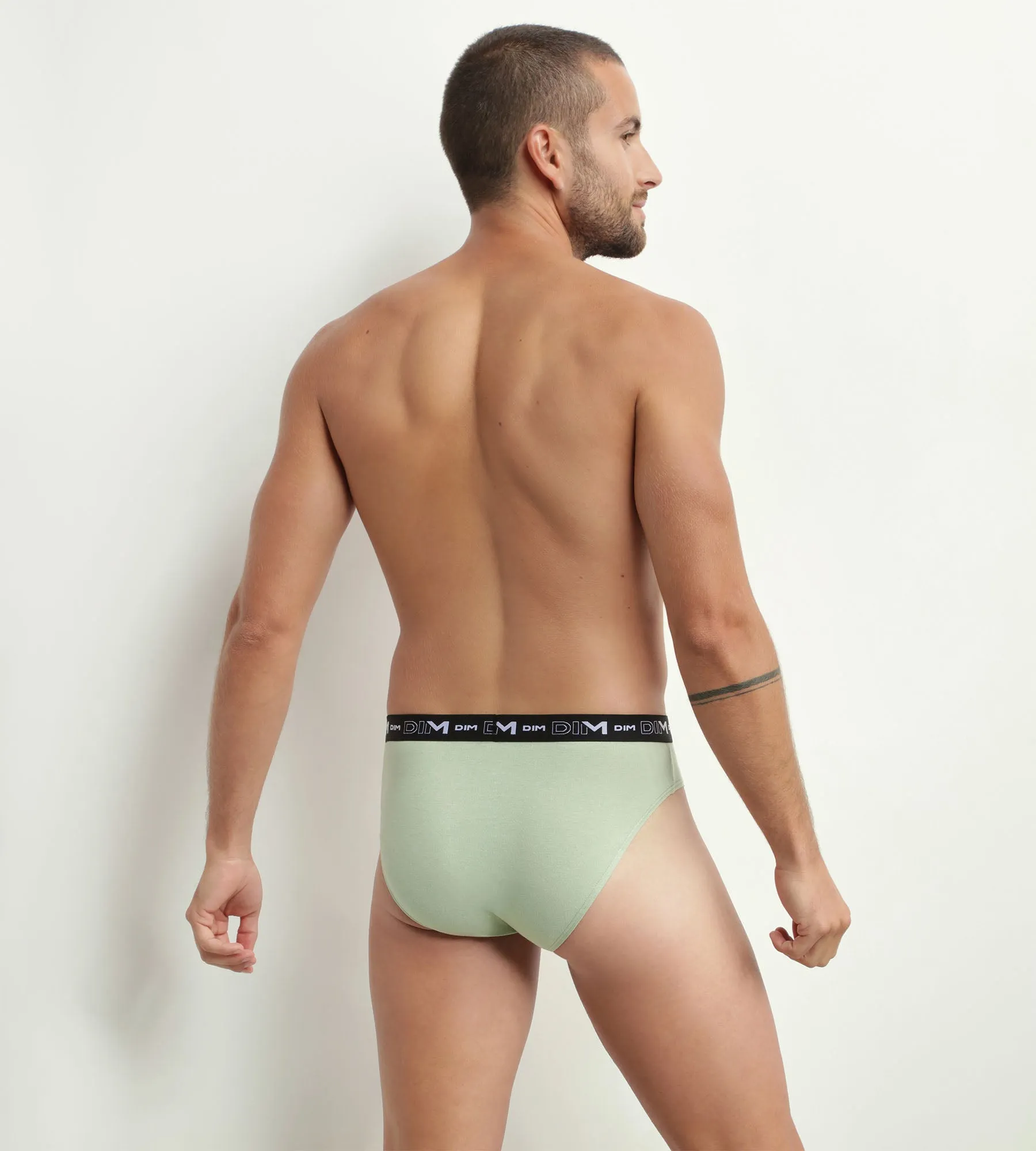 Pack of 3 men's briefs in Pistachio Blue Black Heather Dim Coton Stretch