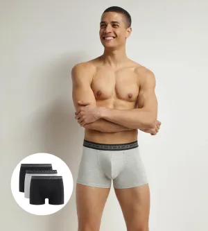 Pack of 3 men's organic cotton boxers Black Grey Dim Good